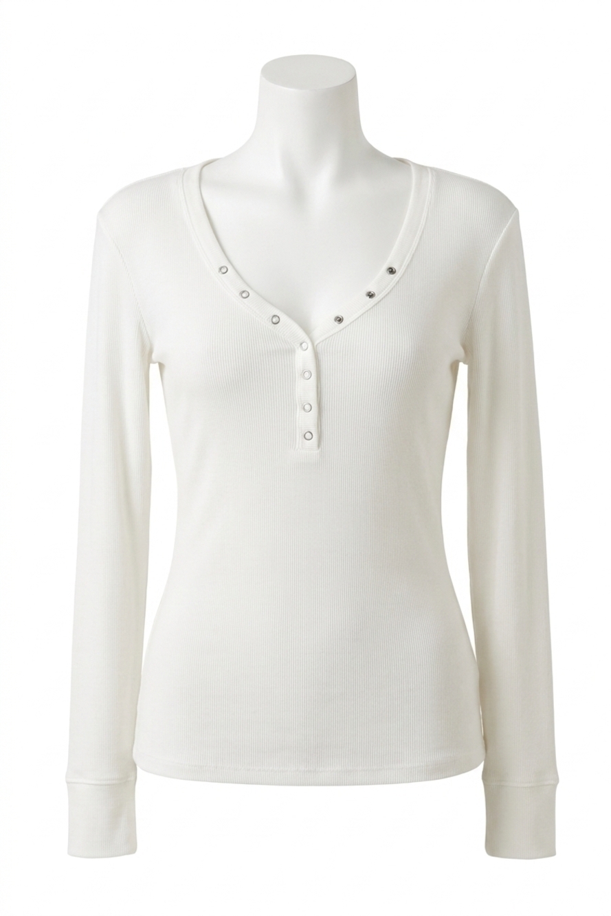NEW BE COOL anna henley snap top in off white